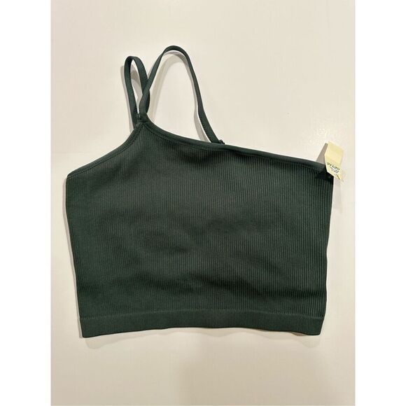 Size XL aerie One Shoulder Ribbed Bralette in Green - Picture 1 of 10